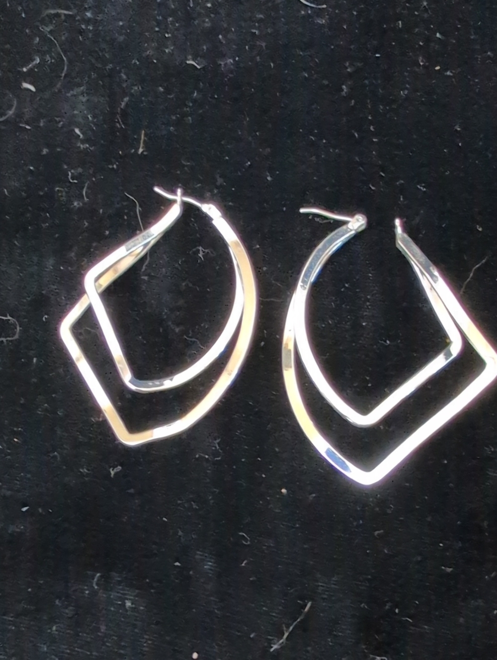 Source Unknown Silver-Tone Double Geometric Hoop Earrings